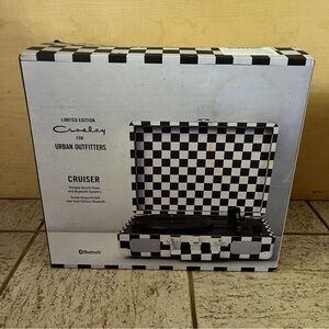 Urban Outfitters Black and White Checkerboard Crosley Cruiser Record Player